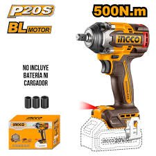 Llave de Impacto Inalámbrica 20V 1/2" 500Nm INGCO