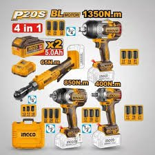 COMBO LLAVES DE IMPACTO INGCO 4 EN 1 – 1350Nm / 850Nm / 400Nm / 60Nm